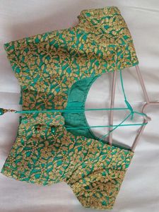 Embroidered Green Silk Blouse