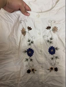 Embroidered White Sleeveless Top