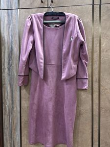 Elegant Purple Dress and Jacket Set