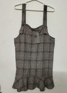 Plaid Woollen Dungaree Dress