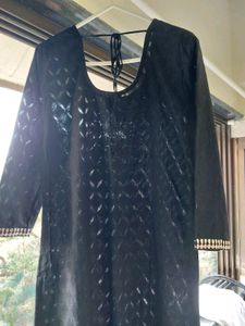 Festive Black Kurta With Gota Patti Work
