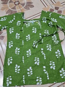 Green Floral Print Kurta