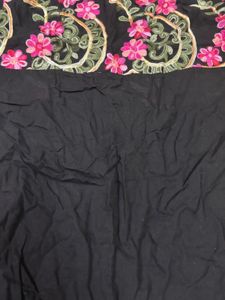 Boho-Chic Embroidered Yoke Black Tunic Top