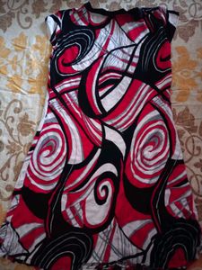 Vibrant Abstract Print V-Neck Dress