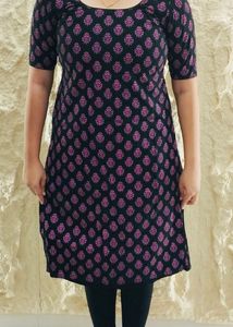Black Dress with Purple Design – Stylish Elegant P