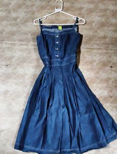 Blue Denim Fit &amp; Flare Dress