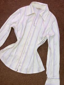 Striped Zip-Up Blouse