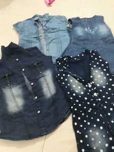 Cotton Denim Top And Jumpsuits