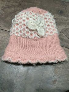 Knitted Baby Hat with Flower Detail