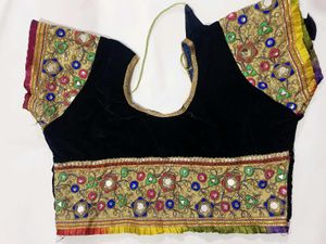 Embroidered Velvet Blouse