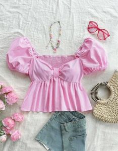 Pink Striped Peplum Top