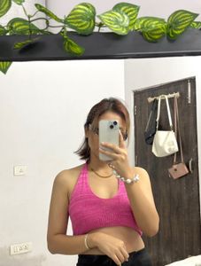 Hot Pink Halter Knit Top