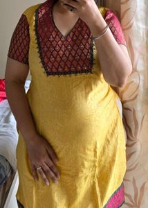 Vibrant Yellow Kurta with cotton bottom