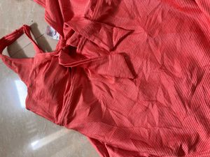 Coral Tie-Front One-Piece Swimsuit