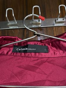 Satin Collared Button-Up Shirt