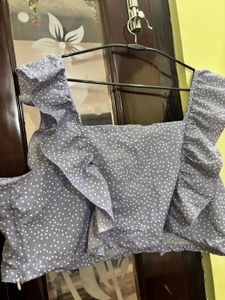 Cute Blue &amp; White Ruffle Top