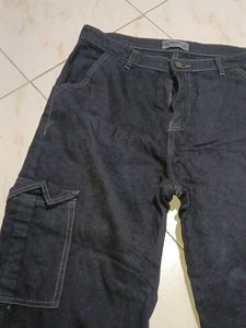 Men's Dark Wash Cargo Jeans