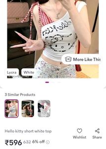 Cute Hello Kitty White Cropped Top