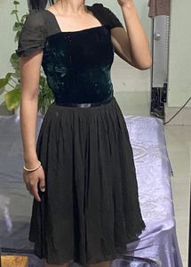 Elegant Velvet &amp; Chiffon Corset Dress