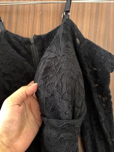 Black Lace Cold Shoulder Dress