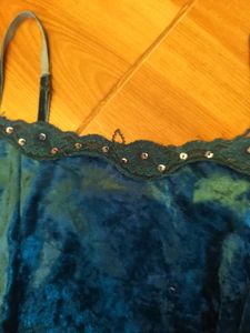 Mermaidcore sea green velvet sequin cami