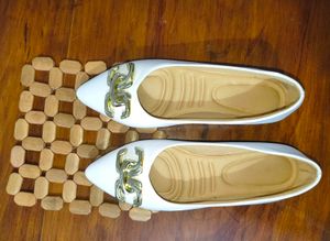 White Pointed Toe Flats