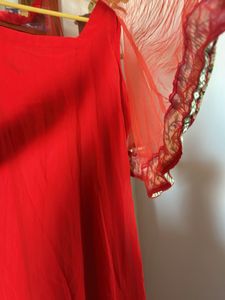 Stunning Red Ethnic Gown with cape