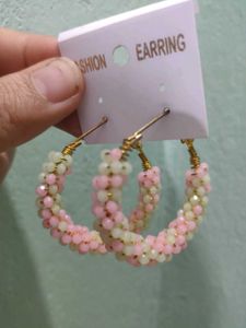Elegant Leaf Design  and pink earring