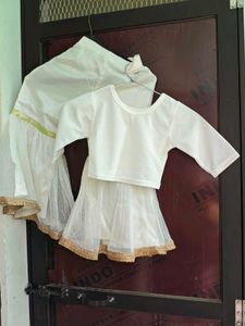 White Palazzo Pants with Net Flare