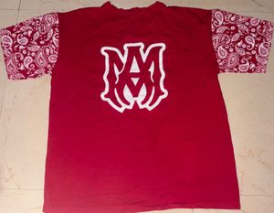 Red Paisley Sleeve T-Shirt