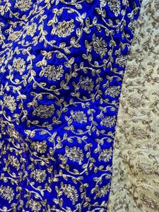 Elegant Cream &amp; Royal Blue Lengha Set