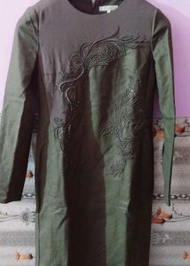 Elegant Green Woolen Dress