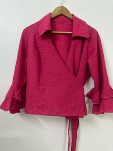 Chic Ruffle Sleeve Wrap Blouse