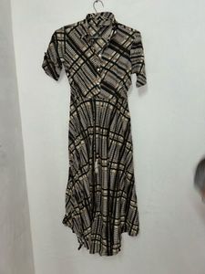 Checked Flared Dress(Xs) with gift
