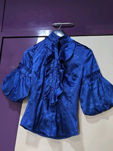 Royal Blue Ruffled Blouse