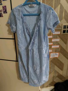 Lace Sky-blue nighty dress
