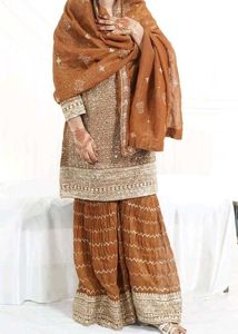Elegant Brown Embellished Kurta Set