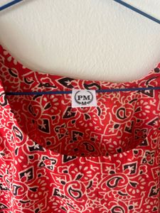 Red Paisley Print Kurta