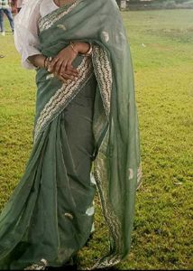 Beautyful Gotta patti embroidery organza saree wit
