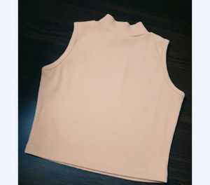 Ribbed Mock Neck Sleeveless Top