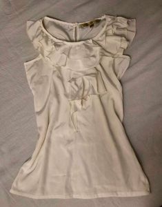 cute preppy coquette ruffled cream top