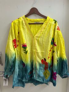 Vibrant Yellow Embroidered Kurta(Brand new )Fixed