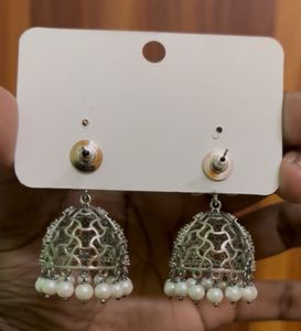 Elegant Jhumka Earrings with Pearls