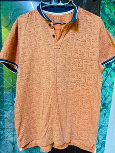 Orange T-shirt With Blue Color - Medium Size
