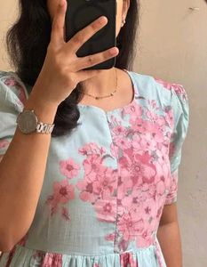 Light Blue Floral Tiered Midi Dress_all size avail