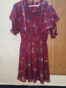 Floral Maroon Mini Dress