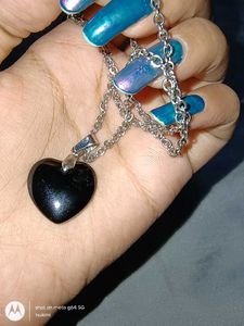 y2k black heart necklace pendant + free ring
