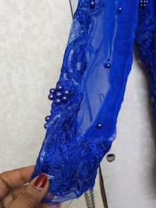 Blue Embellished Occasion Dress