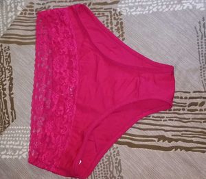 Lace Trim Pink Briefs