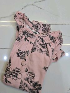 Korean Pink Floral Off-Shoulder Top